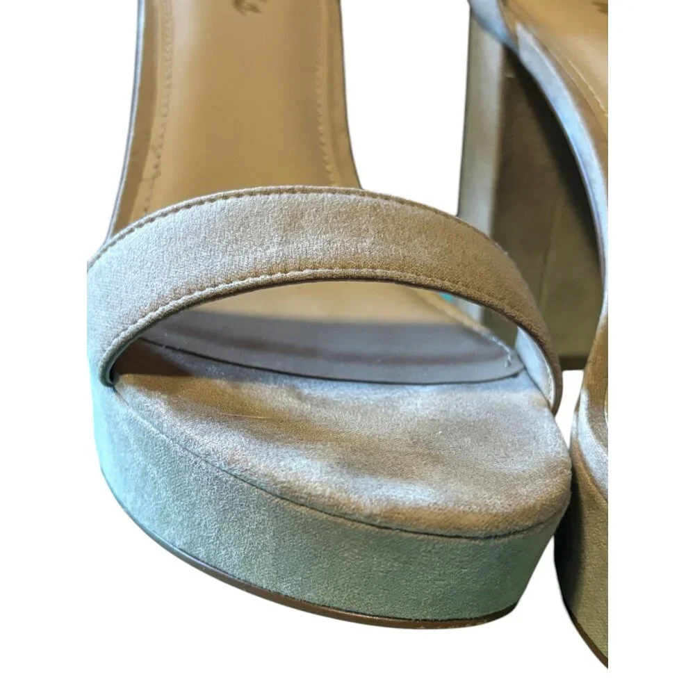 Ankis 4 Inches Chunky Platform heels Sandals Women Nude Suede sz 7‎